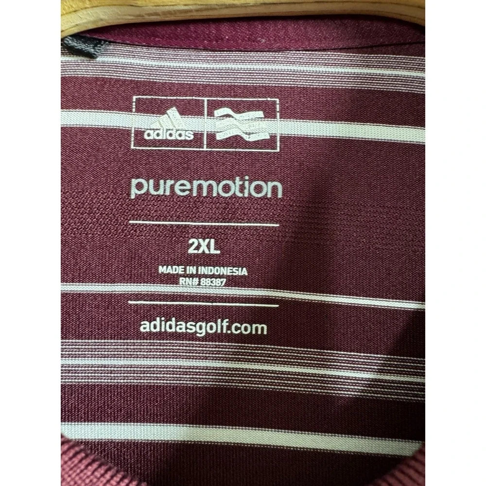 adidas Golf Puremotion Striped Athletic Polo Shirt Mens 2XL Stretch