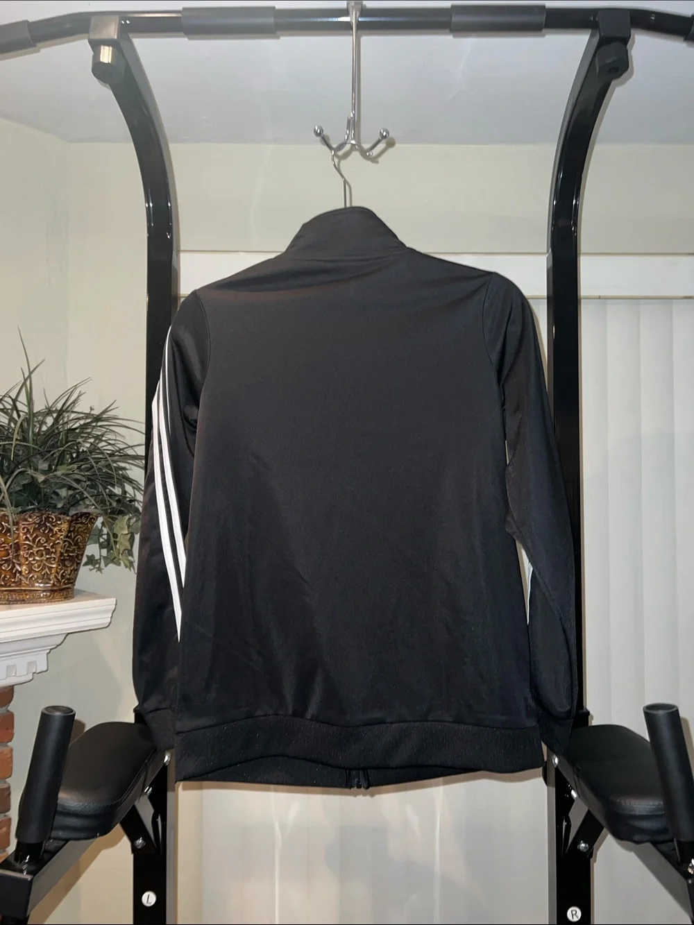 adidas Black Track Jacket with White Three-Stripe Detail