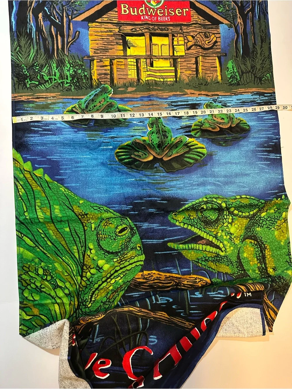 Vtg 1998 Budweiser Lizards “We Could Have Been Huge” Beach Towel