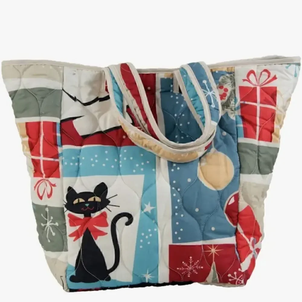 NEW! Merry Retro Christmas Printed Quilt Set Holidays Winter Wreath Joy