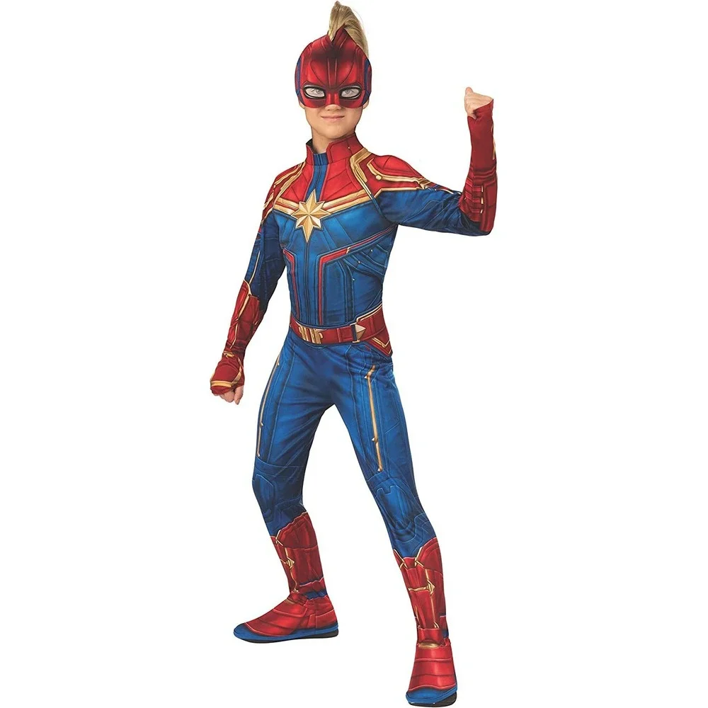 Captain Marvel Hero Costume Suit, Medium Blue/Red