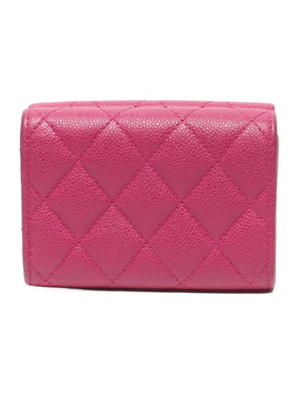 Chanel Trifold Wallet Gold Caviar Leather Quilted