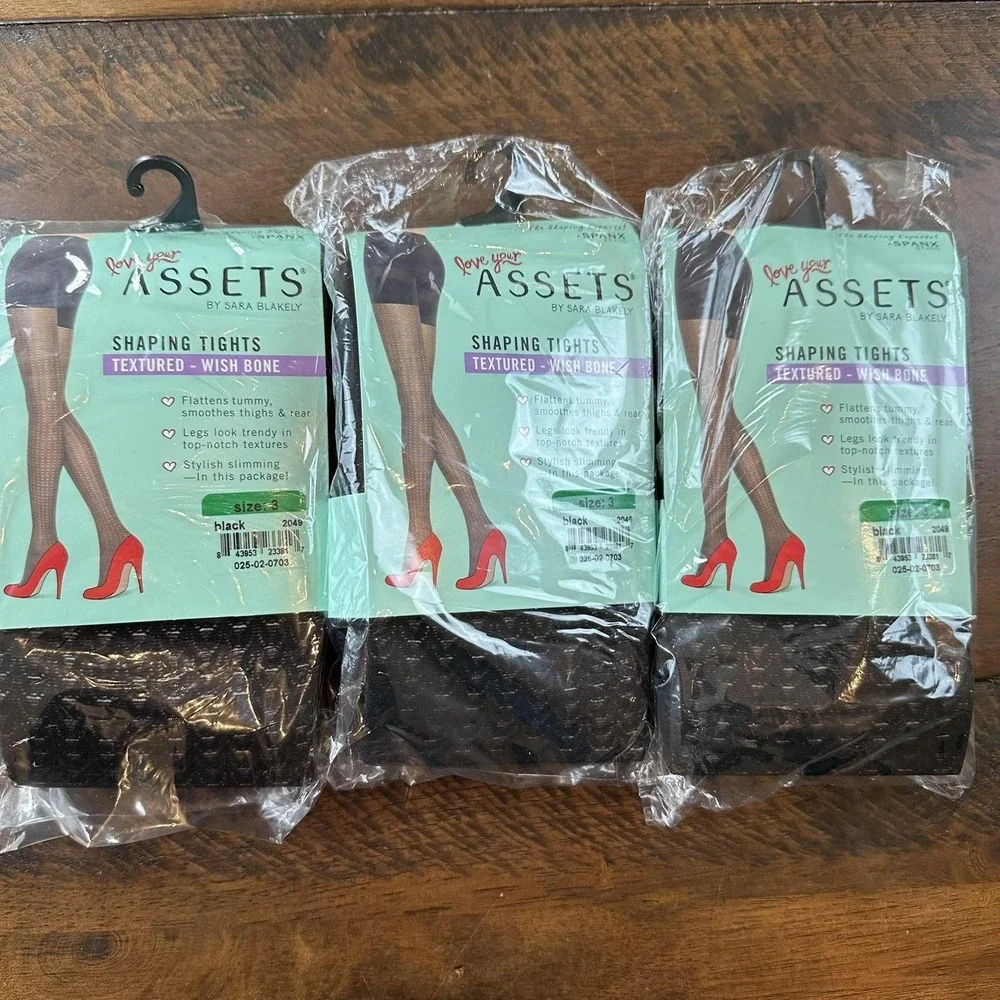 Assets By Sara Blakely Shaping‎ Leggings Womens 3 Pack Size 3 Black Wish Bone