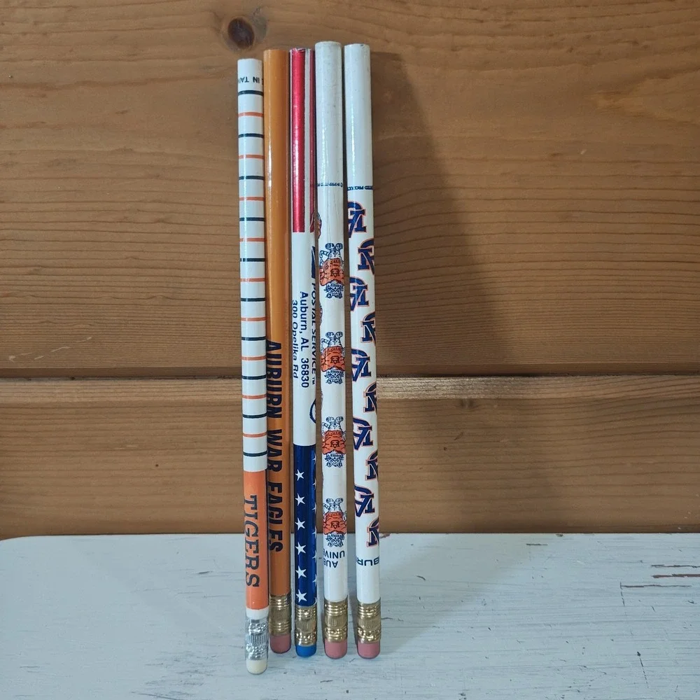 Vintage 1980s 80s Auburn University Tigers War Eagles Pencil Set of 5