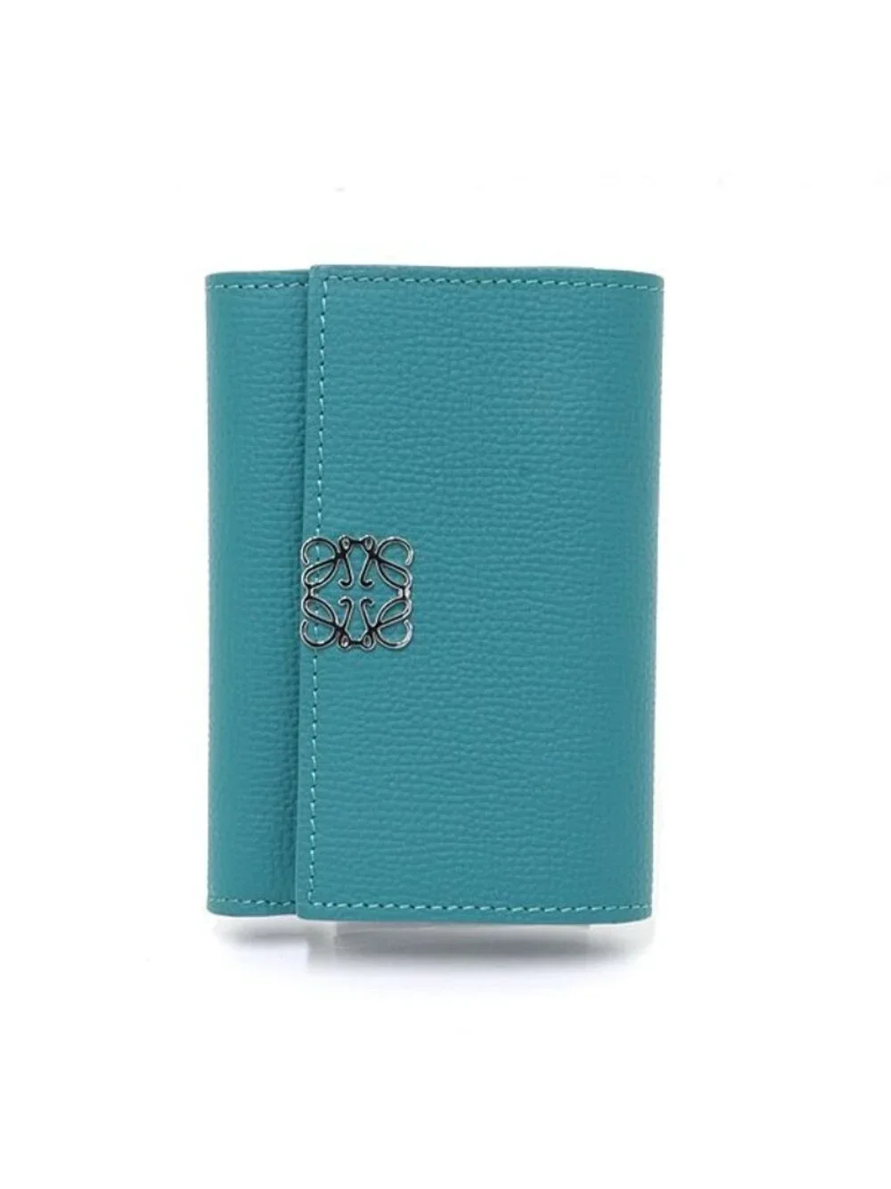 Loewe Lowe Anagram Vertical Wallet Small Pebble Grain Calf Green Trifold