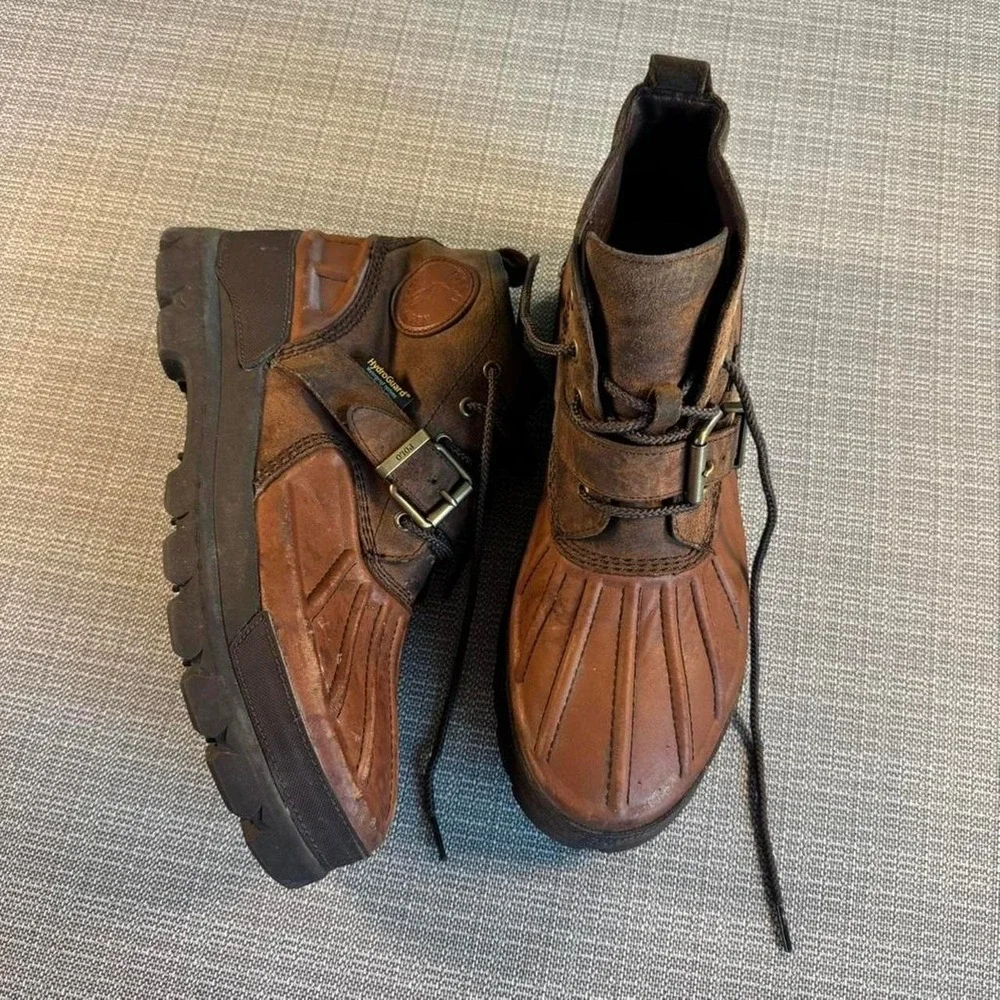 Polo Ralph Lauren Brown leather outdoor boots with buckle