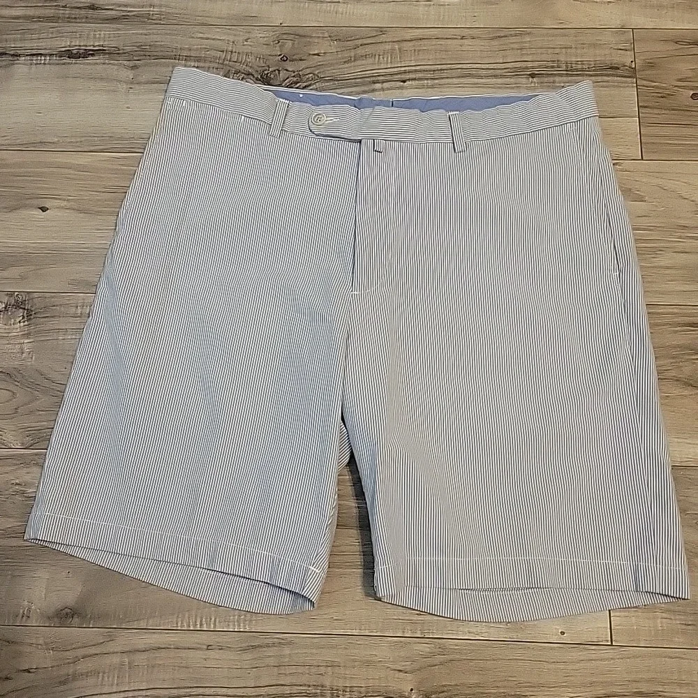 Peter Millar Shorts Mens 35 Blue White Strip‎ Chino Preppy Golf