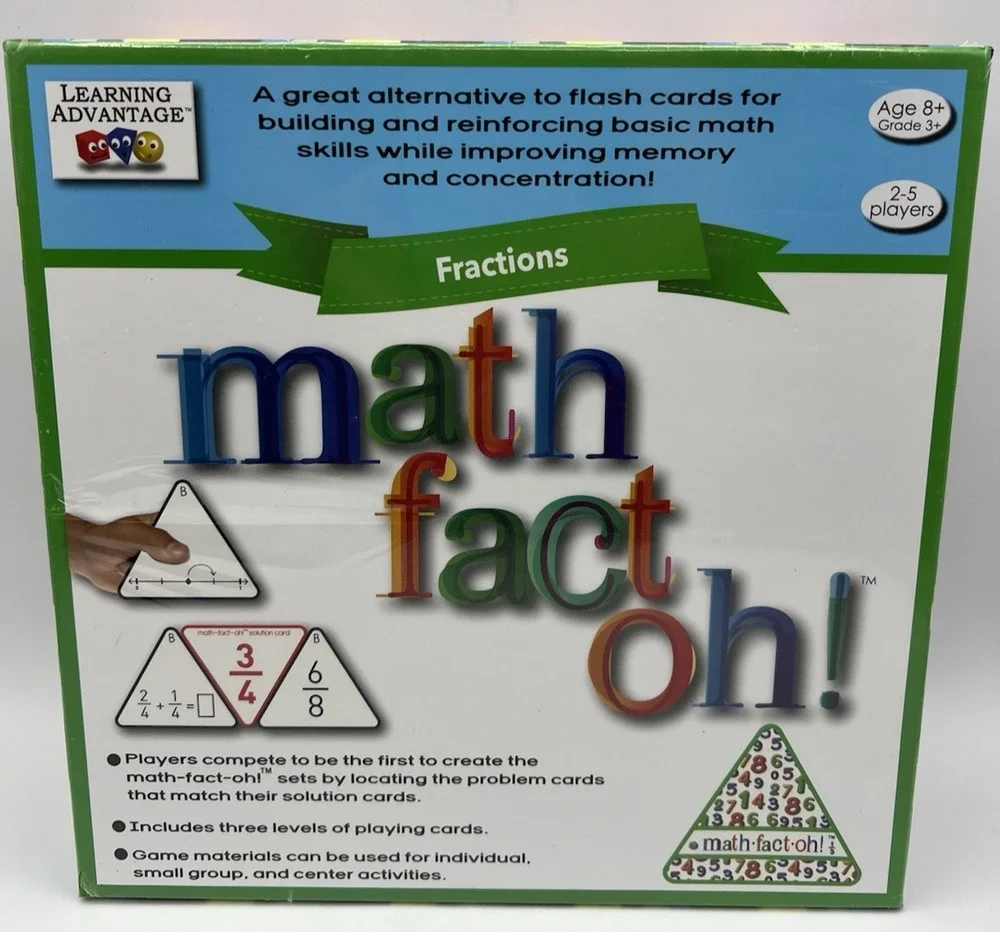 Learning Advantage Math Fact Oh Fractions Educational Card Game Age 8+ New