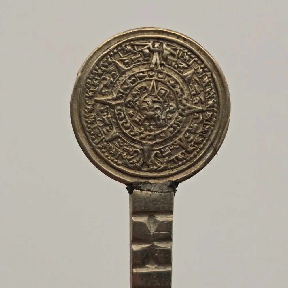 Alpaca Mexico‎ OS Aztec Mayan Sun Stone Souvenir Spoon Folk Art Vintage