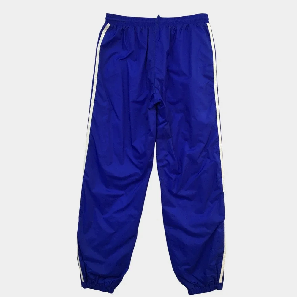 Adidas Mens Vintage Track Pants Blue White Stripes Nylon Windbreaker Joggers XL