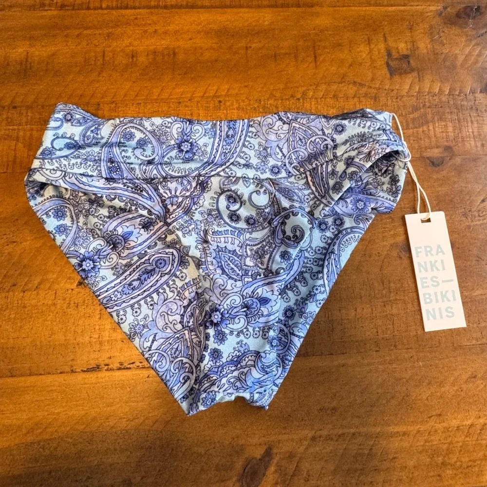 Frankies Bikinis Gavin Shine Bottom Blue Paisley NEW Swimwear NWT Swimsuit