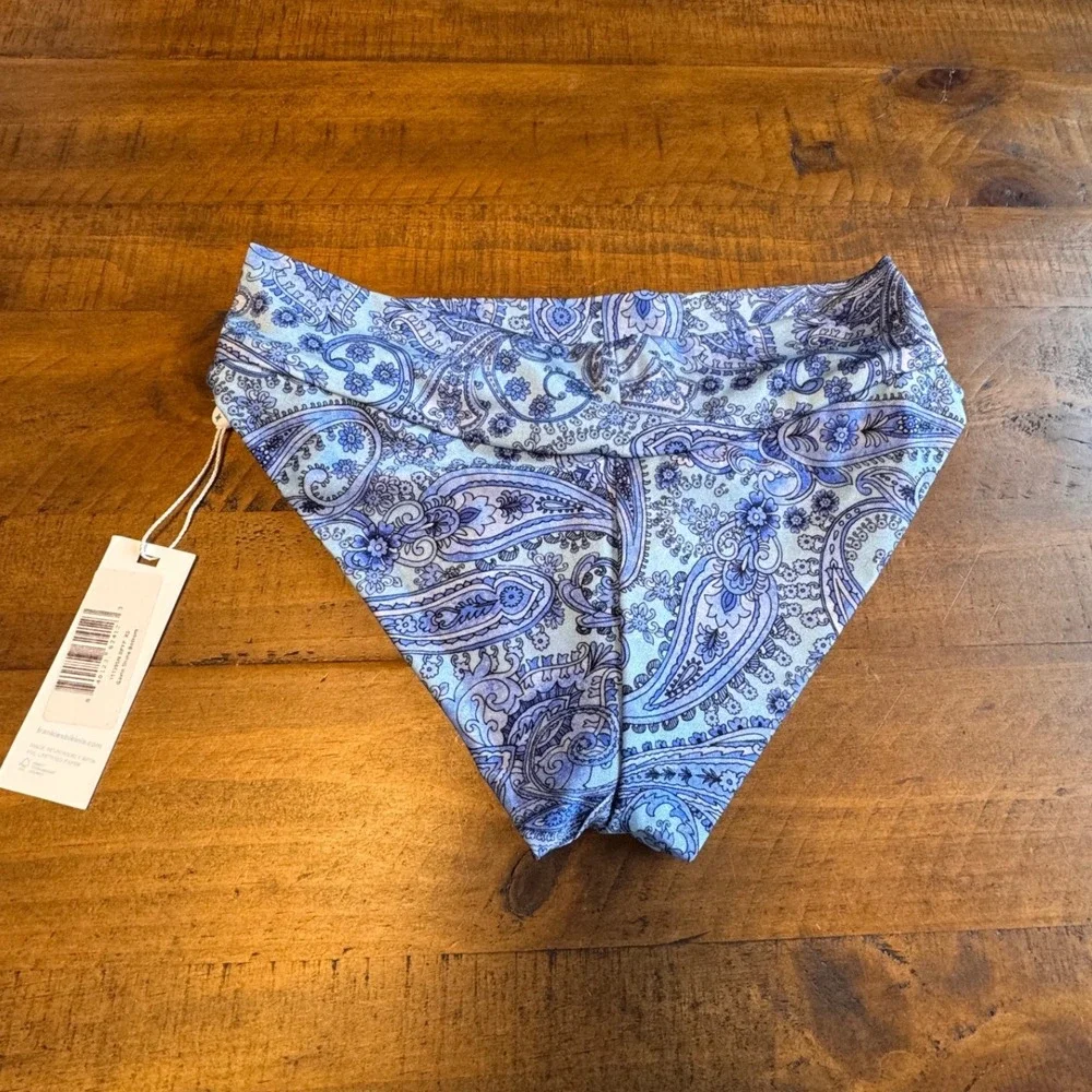 Frankies Bikinis Gavin Shine Bottom Blue Paisley NEW Swimwear NWT Swimsuit