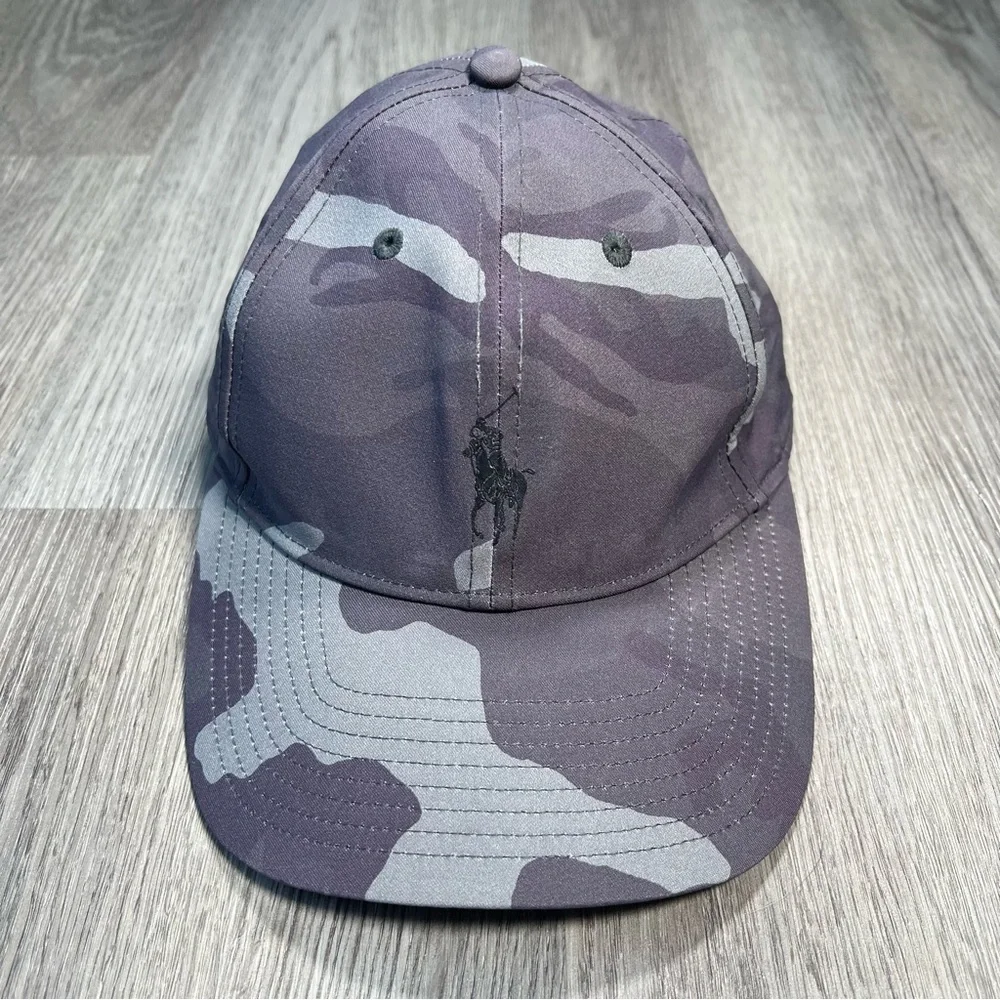 Polo Ralph Lauren Men's Grey Camo Pony Logo‎ Twill Baseball Hat Golf Adjustable