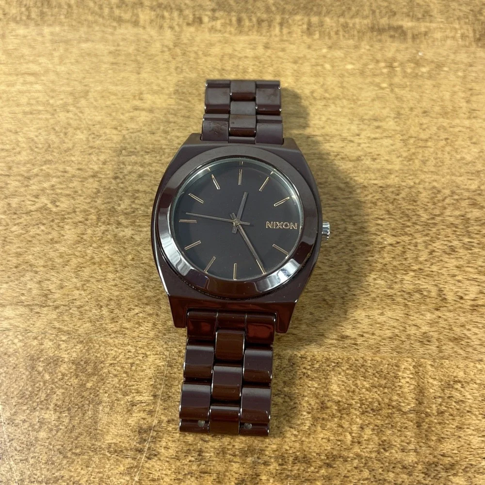 Nixon Men's The Time Teller Brown Ceramic‎ Quartz Watch - Untested Needs Battery