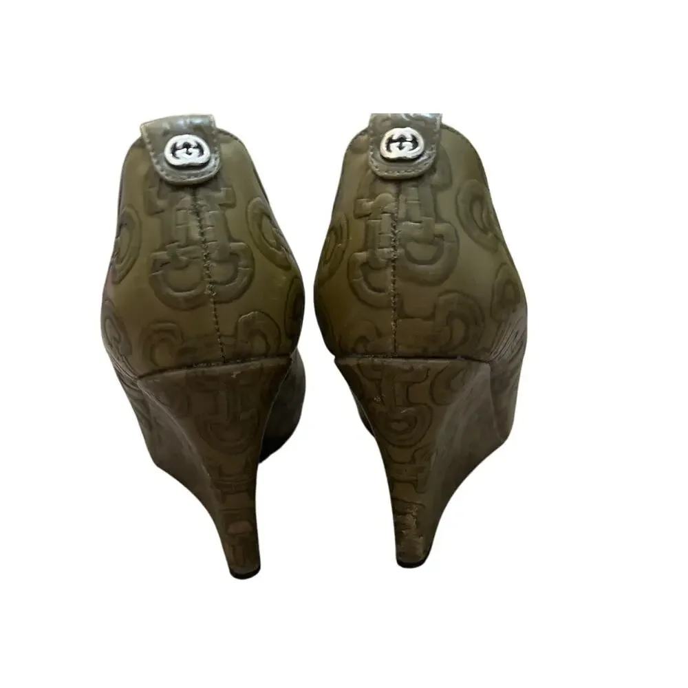 Gucci embossed wedge