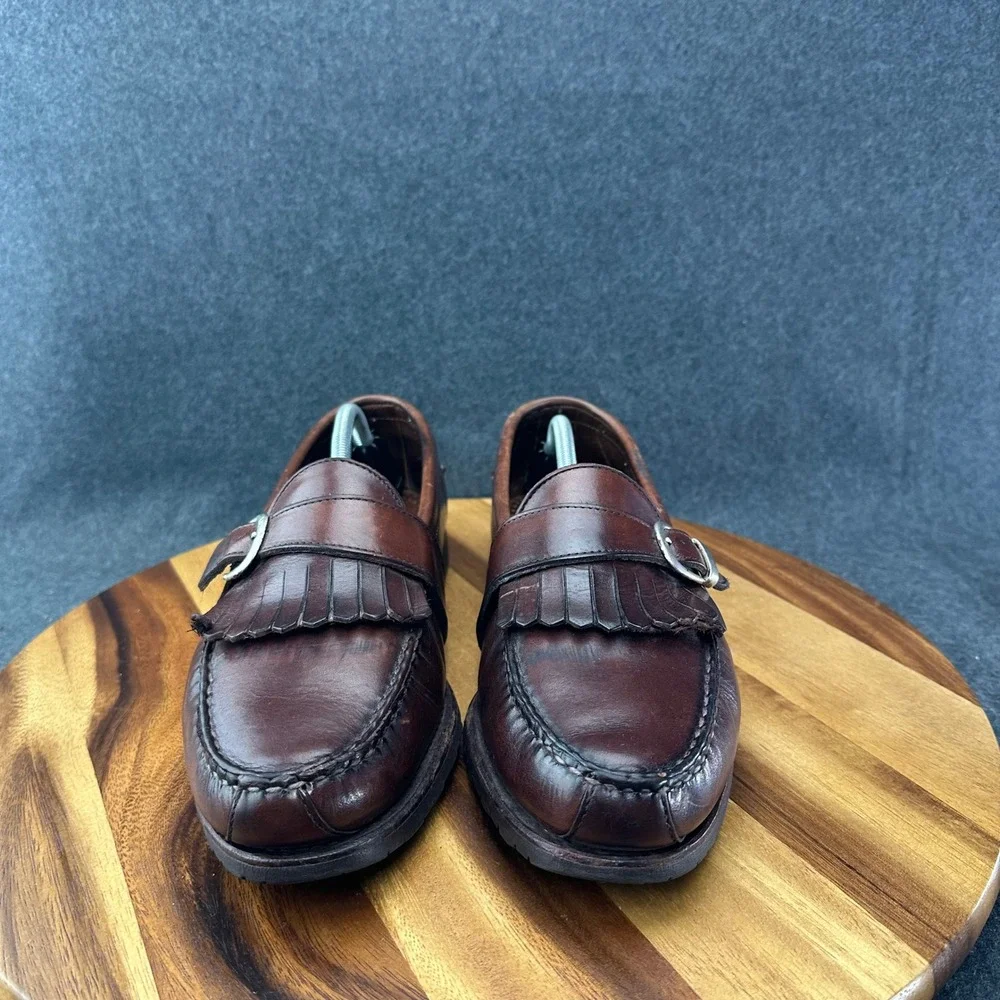 Allen Edmonds Waterbury Loafers Brown Leather Monk Strap Buckle Kilted Sz 12EEE