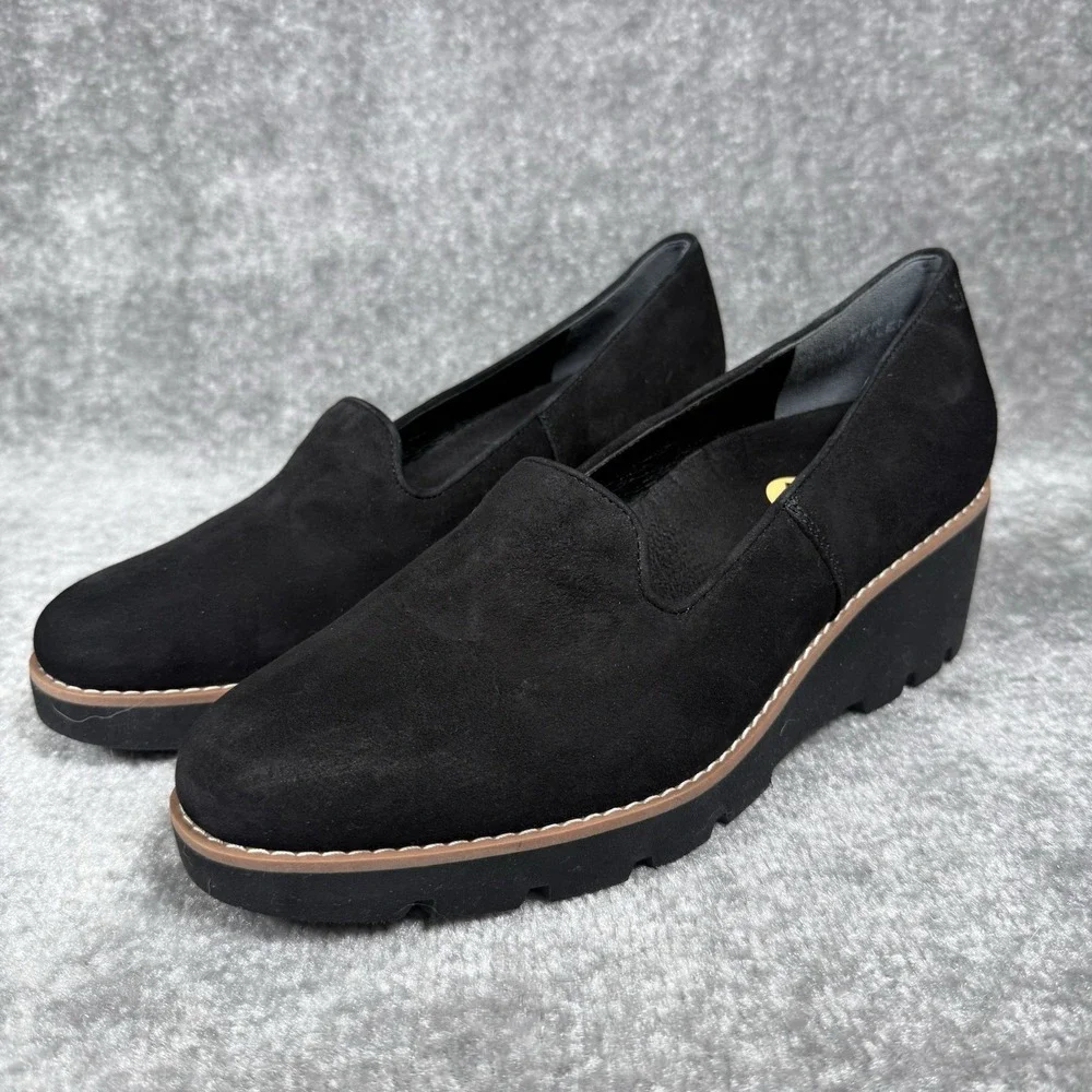 Vionic Willa Wedge‎ Shoes Women's 11 Black Slip On Suede Water Repellent