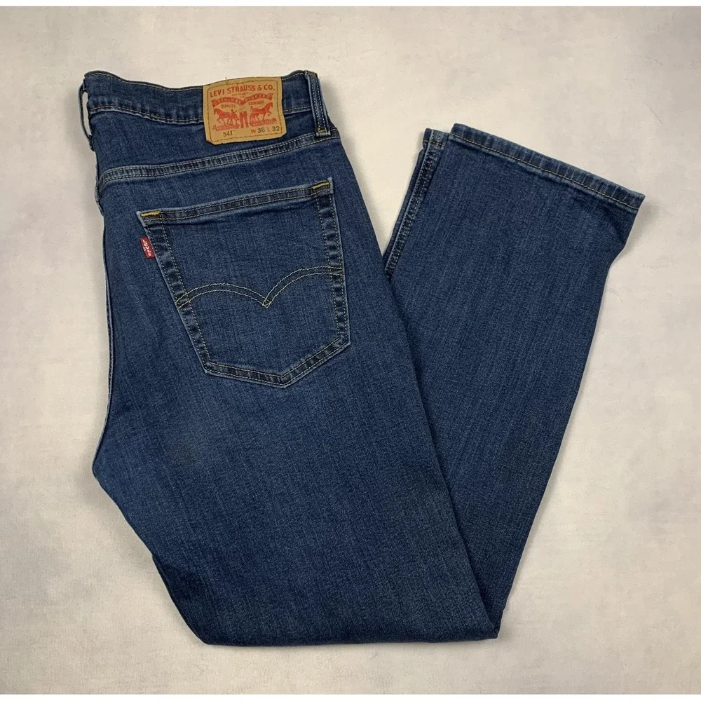 Levi's 541 Jeans Mens 36x32‎ Blue Athletic Fit Stretch Denim Classic Casual