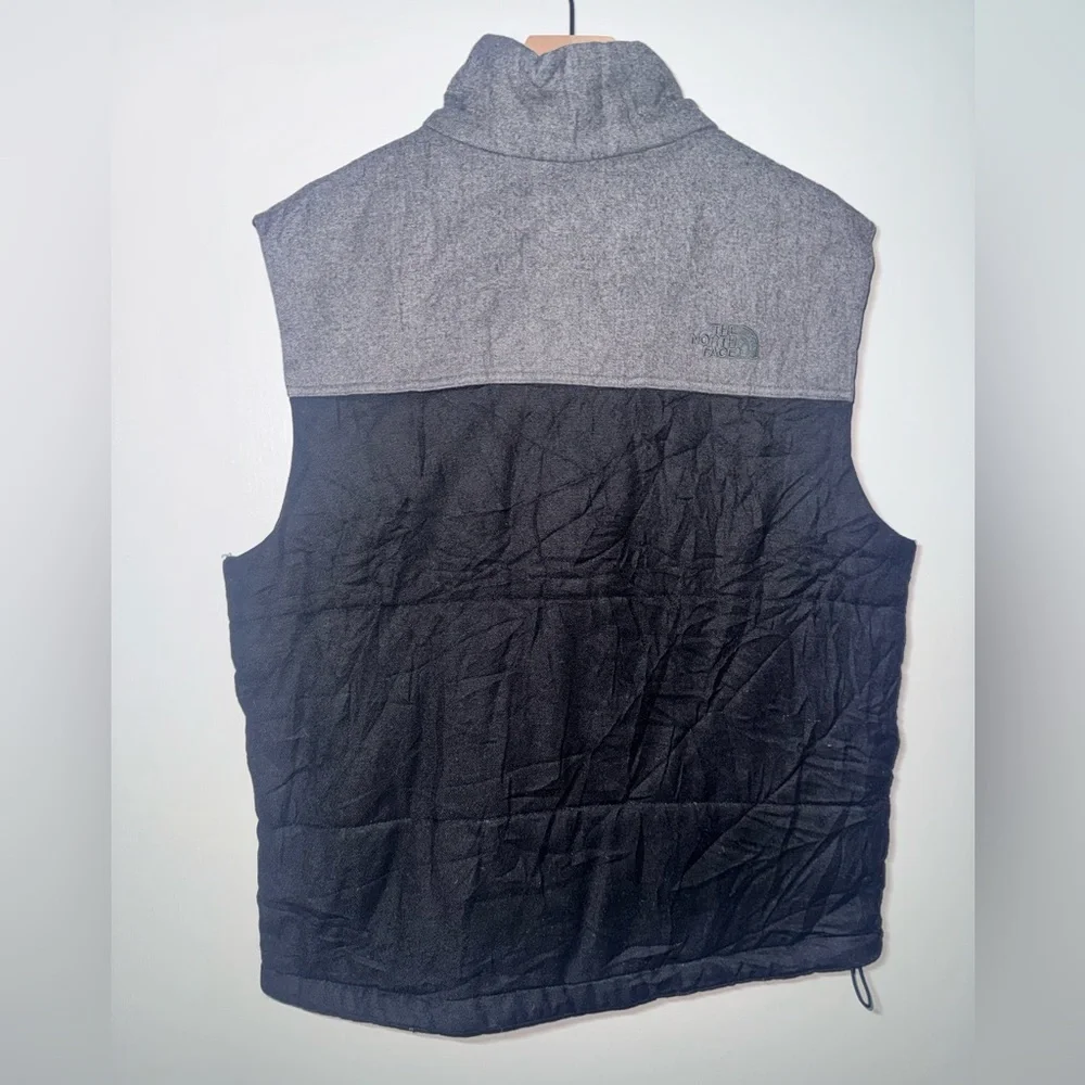 The North Face Zip Up Vest Stand Up Collar Wool Blend Black/Grey Size Large