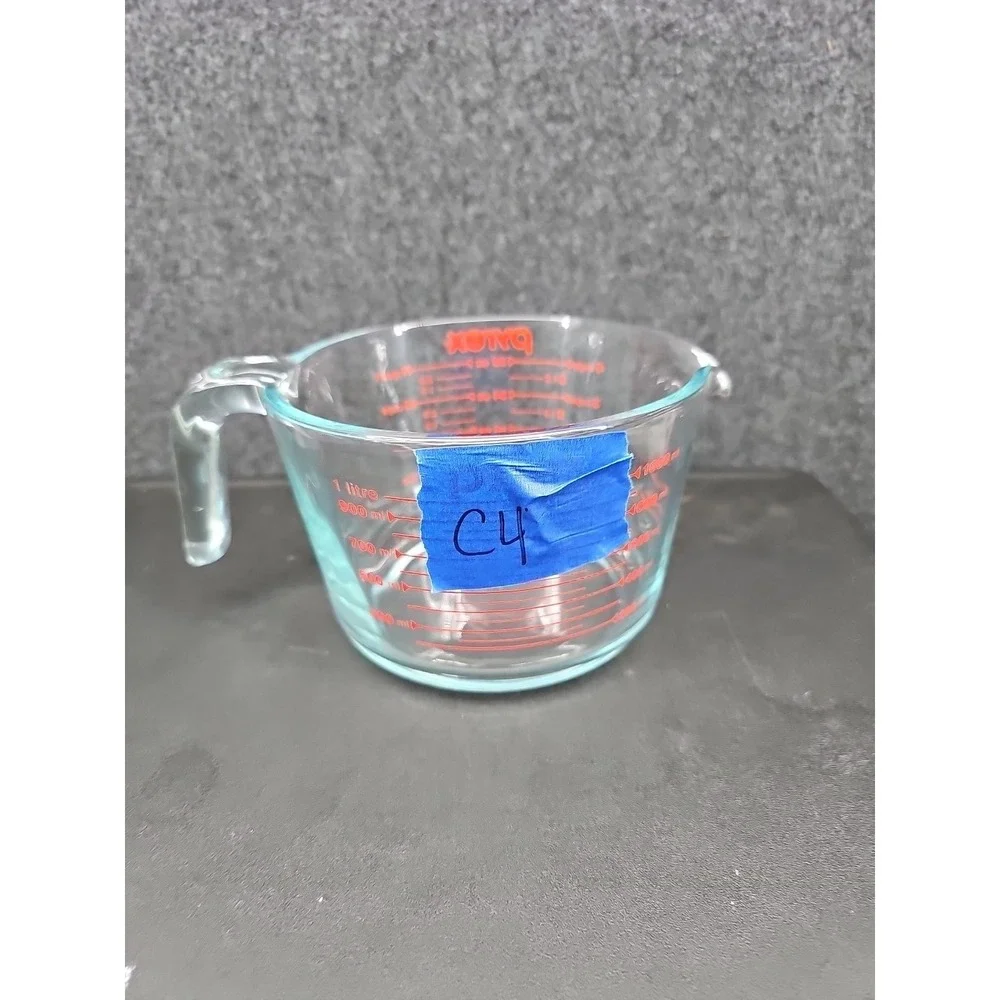 Pyrex 4 Cup 32 Oz. Glass Measuring Cup Mixing Bowl Red Letter Made‎ in USA
