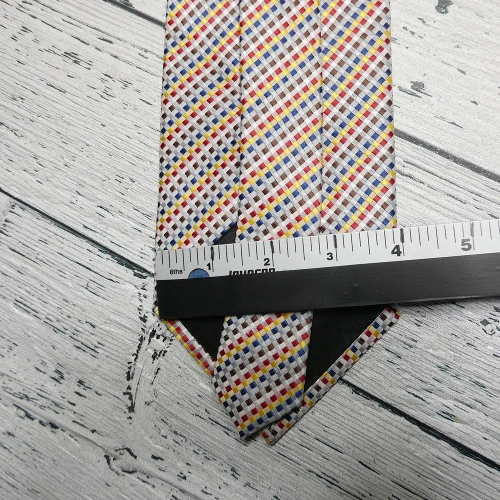 Ermenegildo Zegna Tie Mens One Size Multicolor Plaid Check‎ Silk Woven Italy