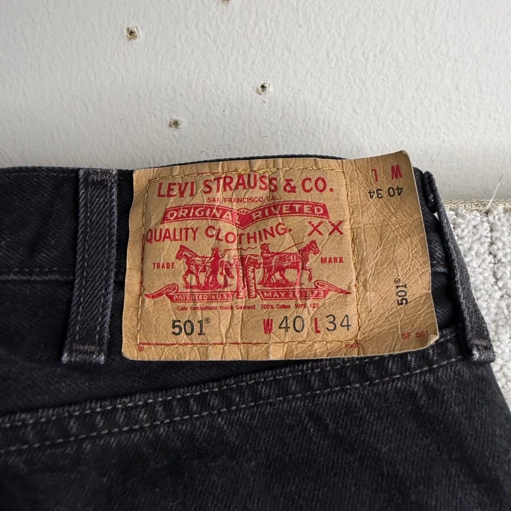 VTG Levis 501 XX Original Straight Leg Black Jeans Mens Size 40x34 (fits 38x33)