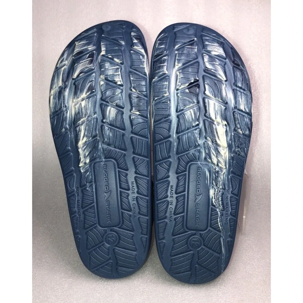 Rugged Shark Men's Blue Swirl Comfort RGS EVA Clog Water Sandals‎ Size 12 NEW