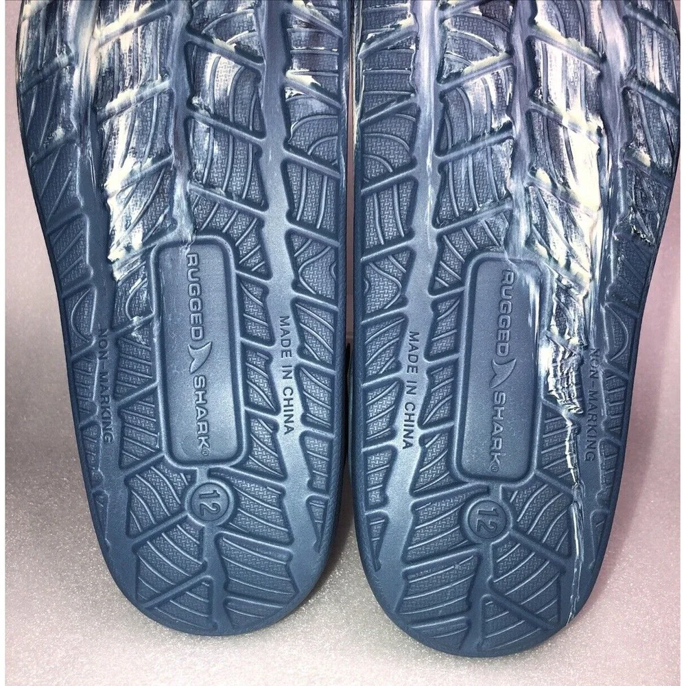 Rugged Shark Men's Blue Swirl Comfort RGS EVA Clog Water Sandals‎ Size 12 NEW