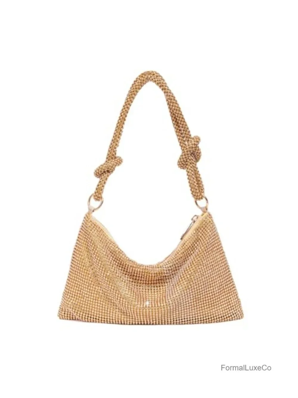 Rhinestone Evening Bag with Crystal Embellished Hobo Shoulder Bag, Zipper
