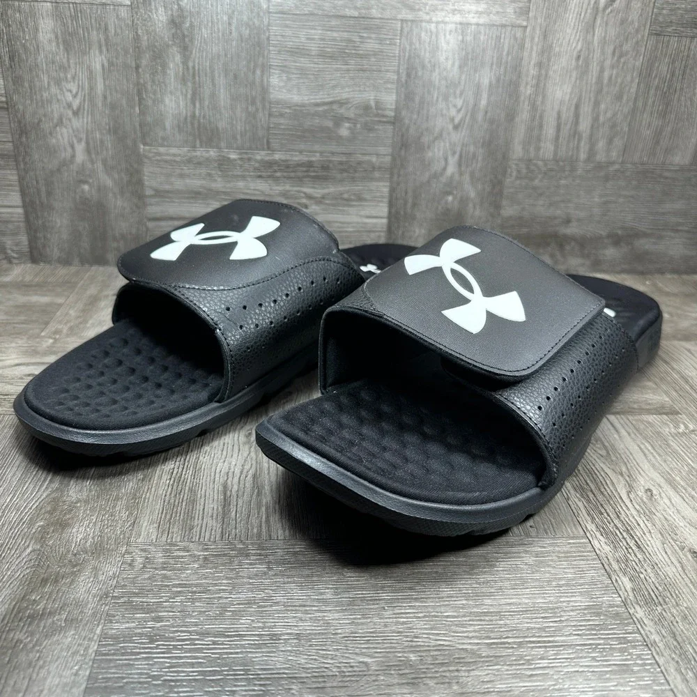 Under Armour Ignite VI Slides Mens 17 Black Memory Foam NEW 3026023-001