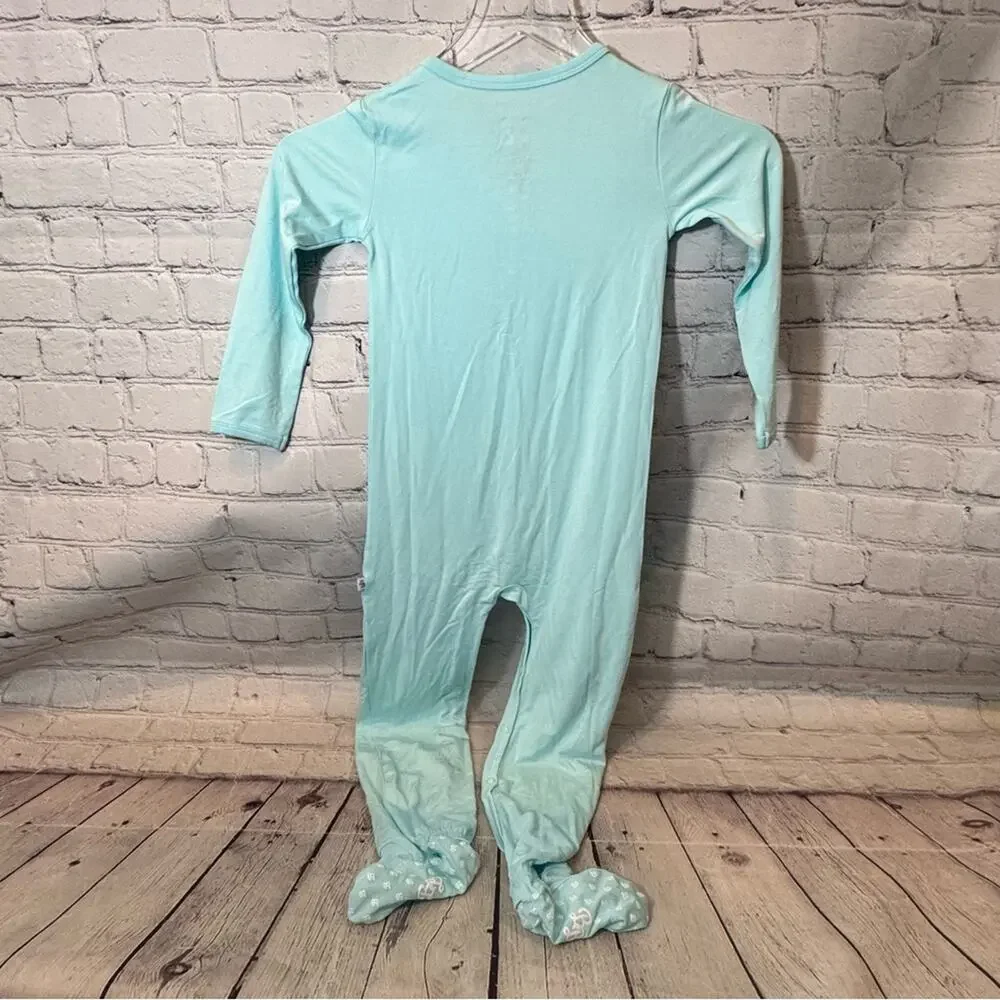 Bubble Baby Powder Blue Snap Bamboo Footie