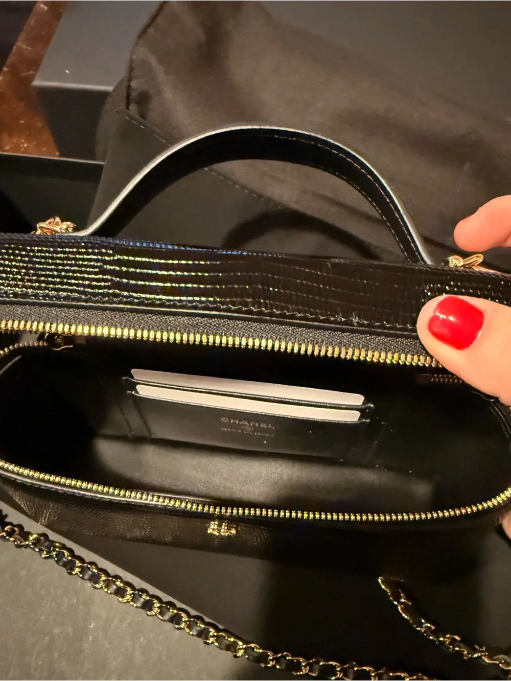 CHANEL sought zipper leather