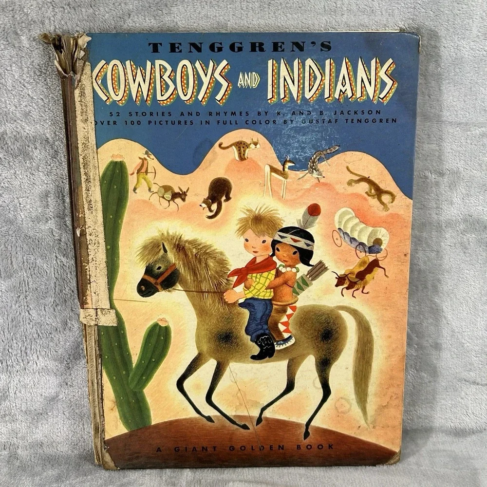 Tenggren Cowboys Indians 1948 Giant Golden Book Gustaf Tenggren‎ Illustrated Vtg