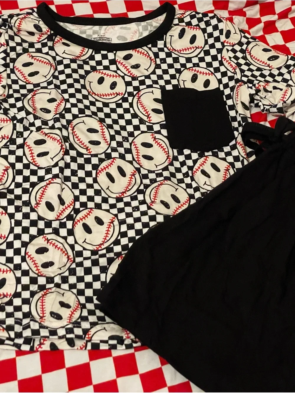 Bamboo Kids Black & White Baseball Smile Pajama Set