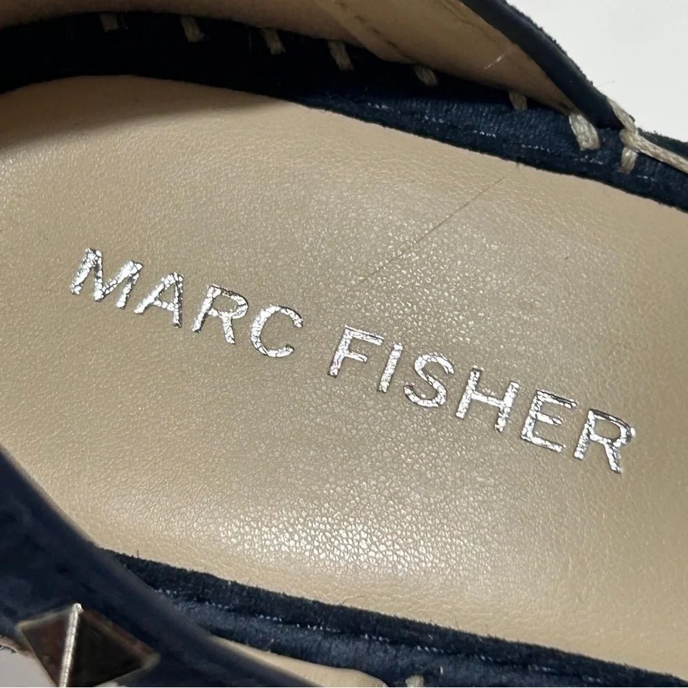 Marc Fisher Blue and Tan Espadrille‎ Wedge Sandals