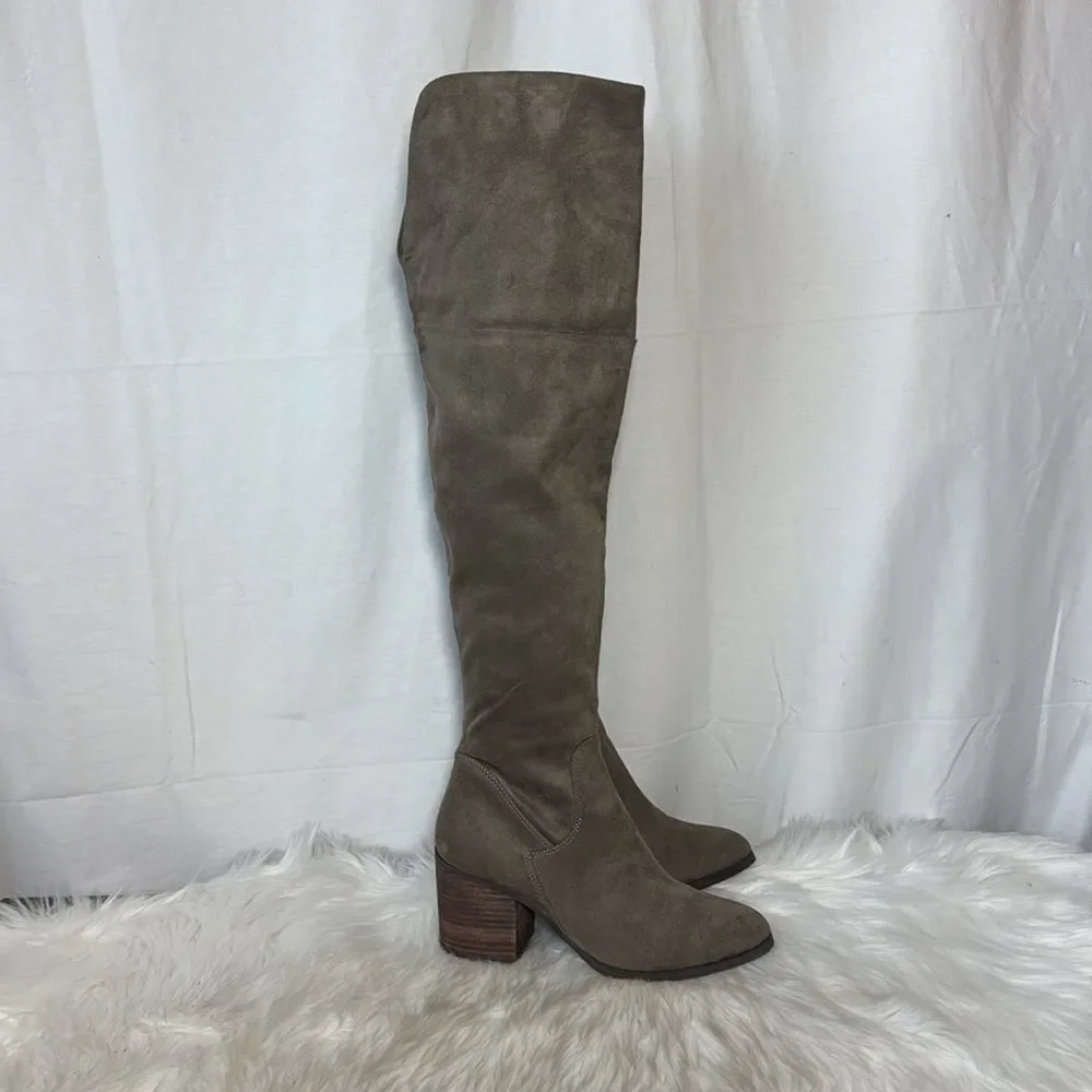 BP Nordstrom‎ Brown Sueded Fabric Over-the-Knee Boots Sz 8