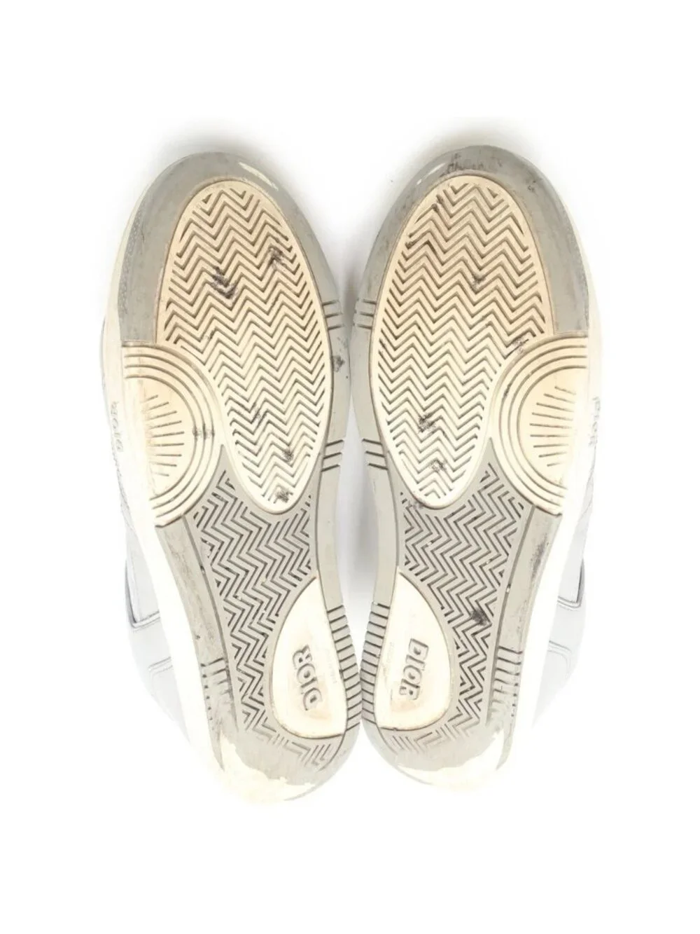 Dior CD Diamond Pattern Leather Low Cut Sneakers Gray