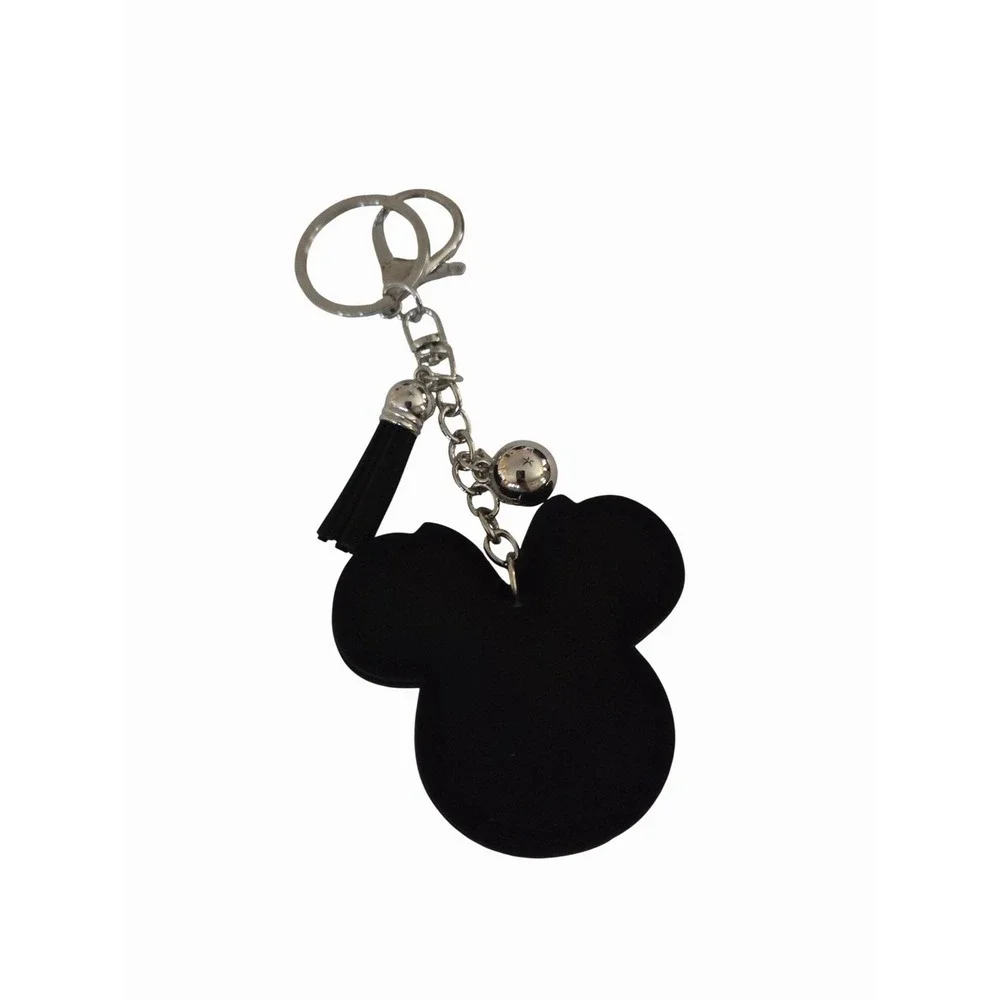 Minnie Mouse Head Keychain Pink Black Crystal Bow Tassel Bag Charm NEW Accessory