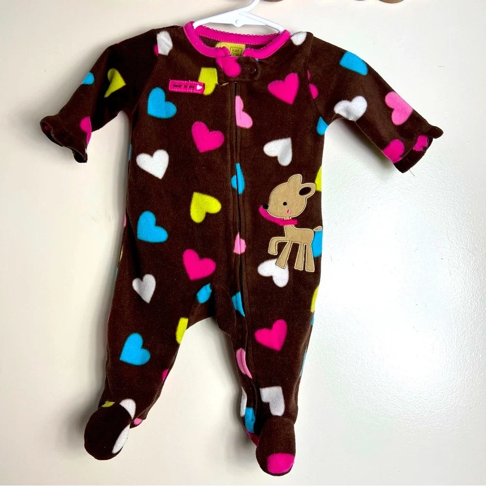 Carters Infant Girls  Fleece Reindeer‎ Christmas Sleeper Pajama