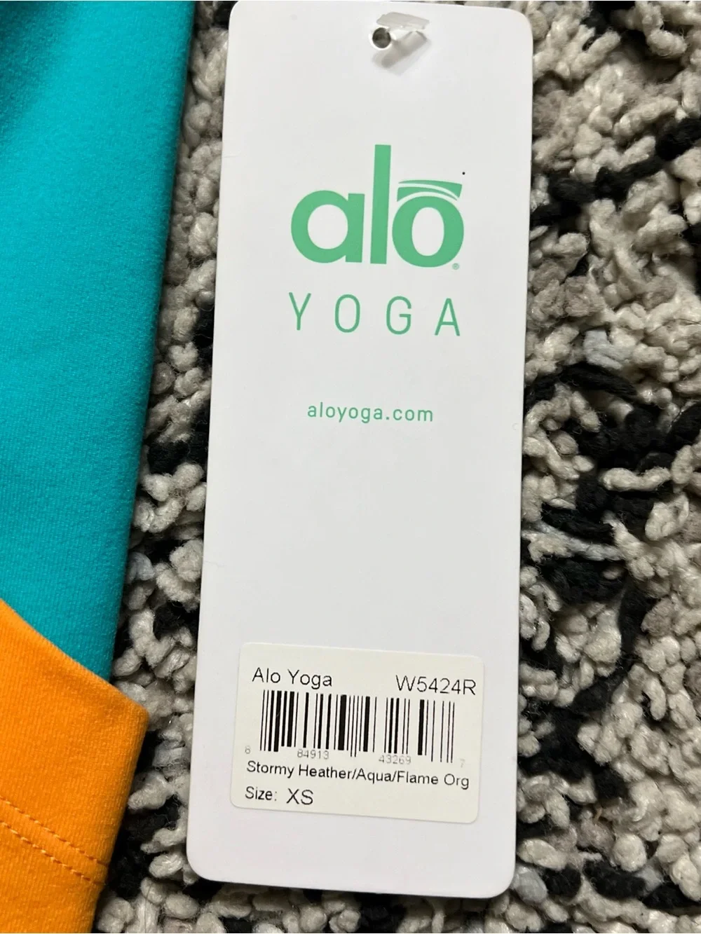 ALO Yoga Ascendant Leggings Scuba Inspired Stormy Grey Blue Orange Women’s XS