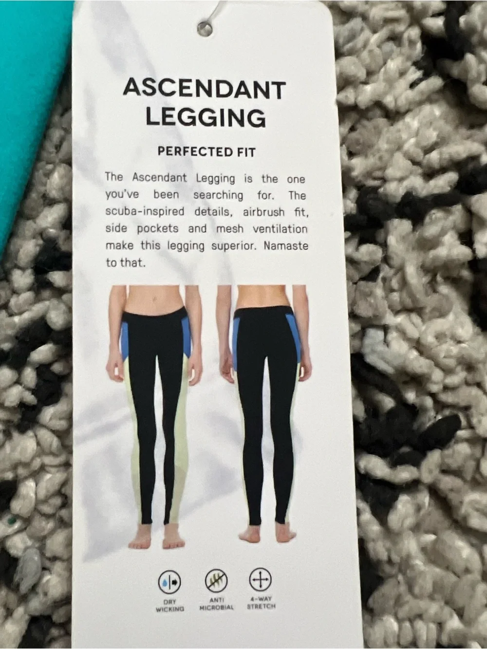 ALO Yoga Ascendant Leggings Scuba Inspired Stormy Grey Blue Orange Women’s XS