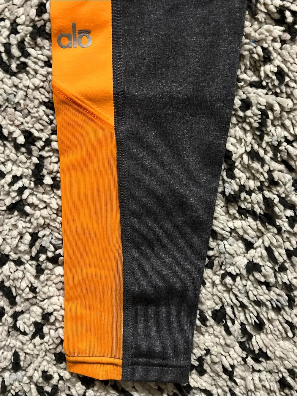 ALO Yoga Ascendant Leggings Scuba Inspired Stormy Grey Blue Orange Women’s XS