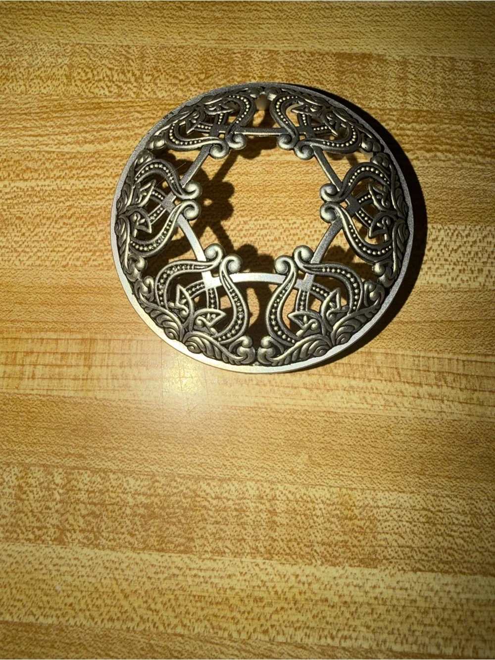 Vintage-Inspired Round‎ Celtic candle cover in Antique Silver Tone