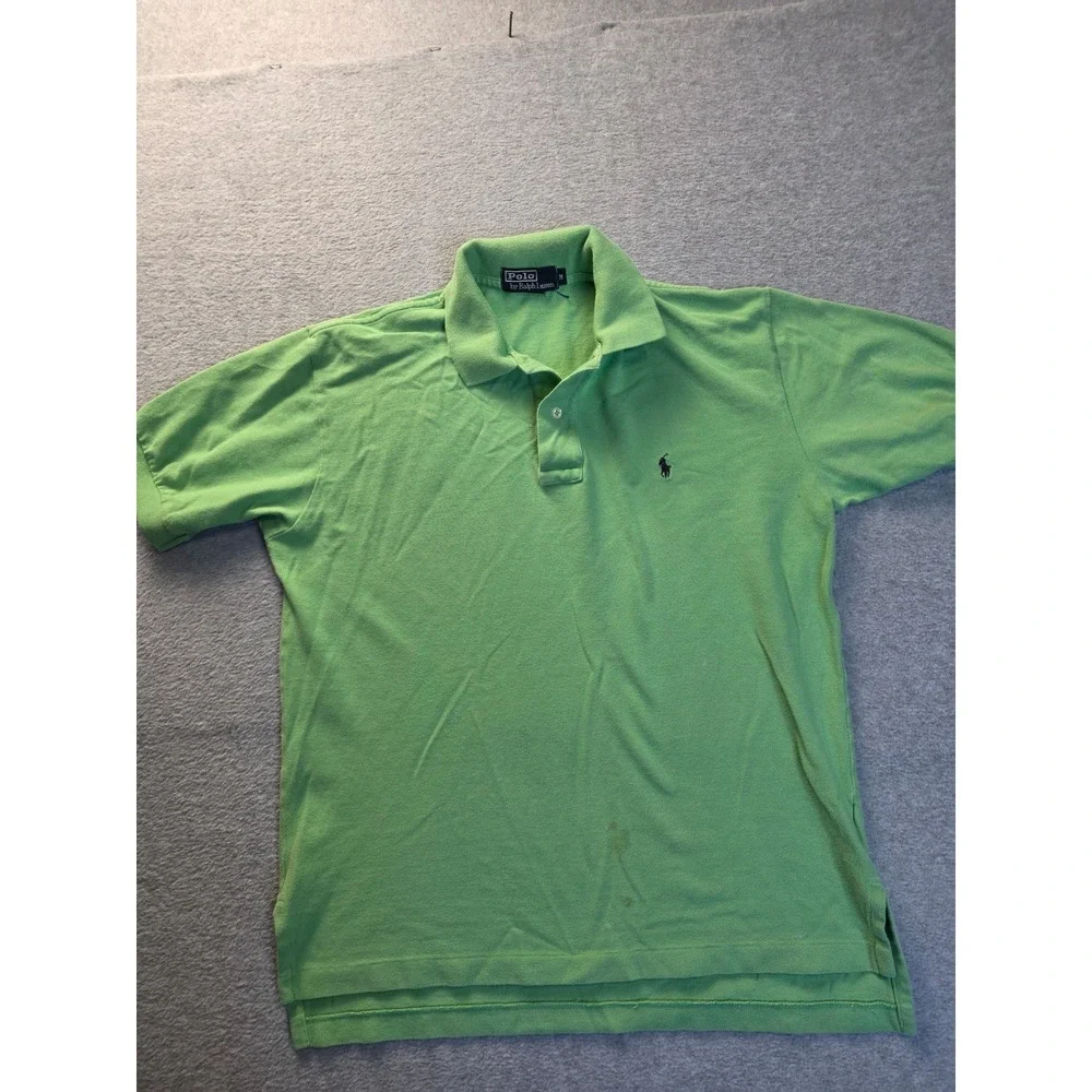 Polo Ralph Lauren Mens‎ Lime Green Short Sleeve Pique Polo Shirt Size Medium