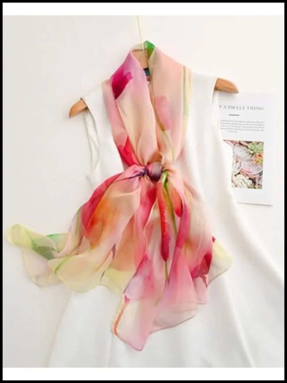 100% Mulberry Silk Chiffon Scarf, 69x43 Large Shawl Wrap for Women