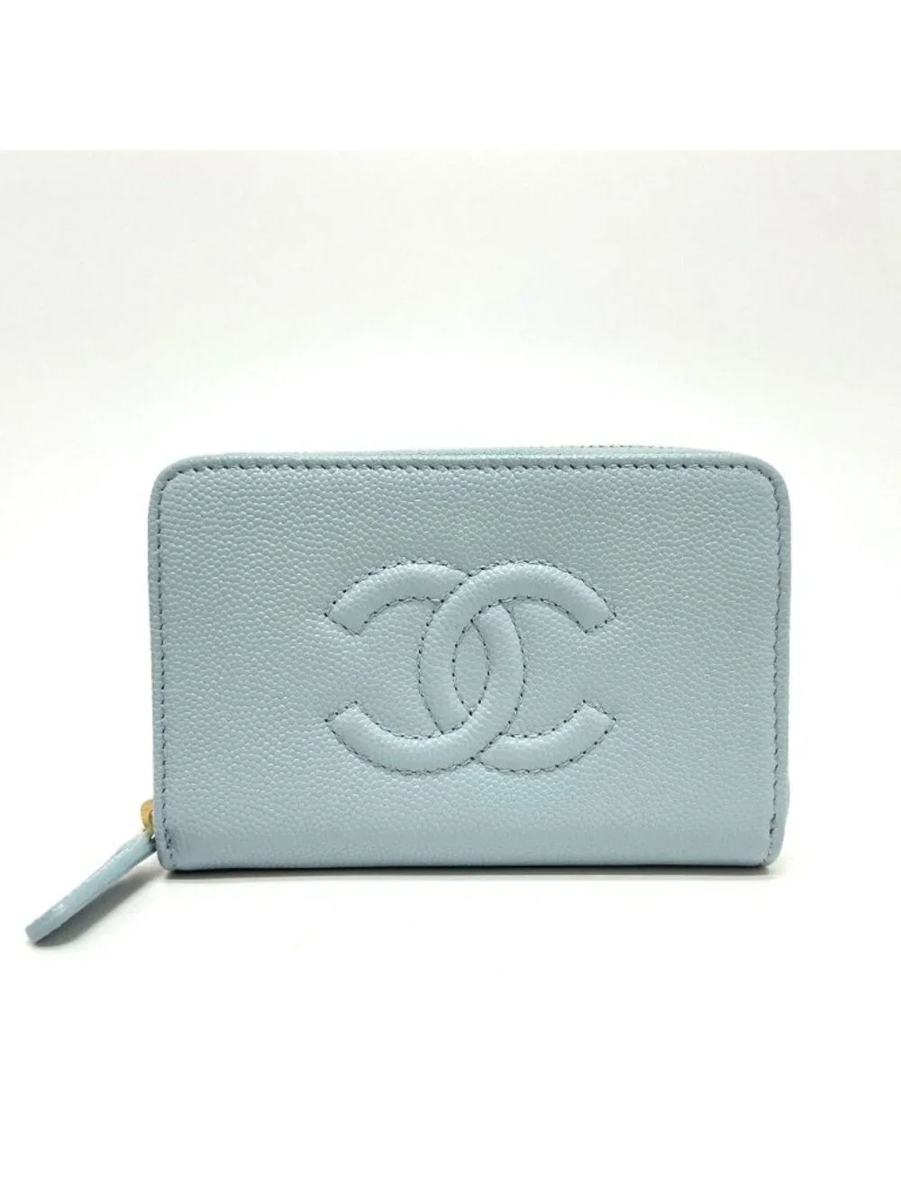 Chanel Coin Case CC Logo Metiers D'art Caviar Leather Blue