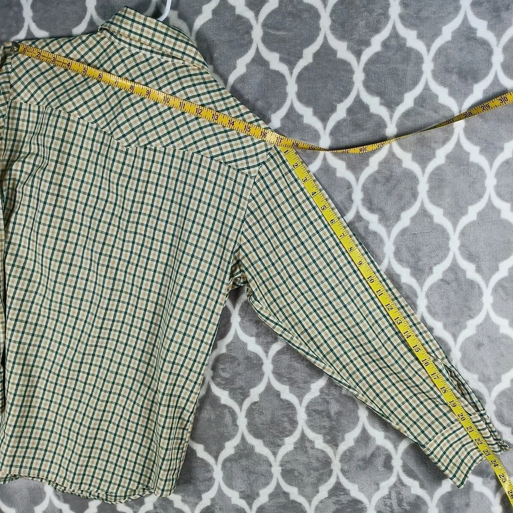 VTG LEvis Panatela Western Shirt Men M Green Brown Big E Snap UP Dagger Collar