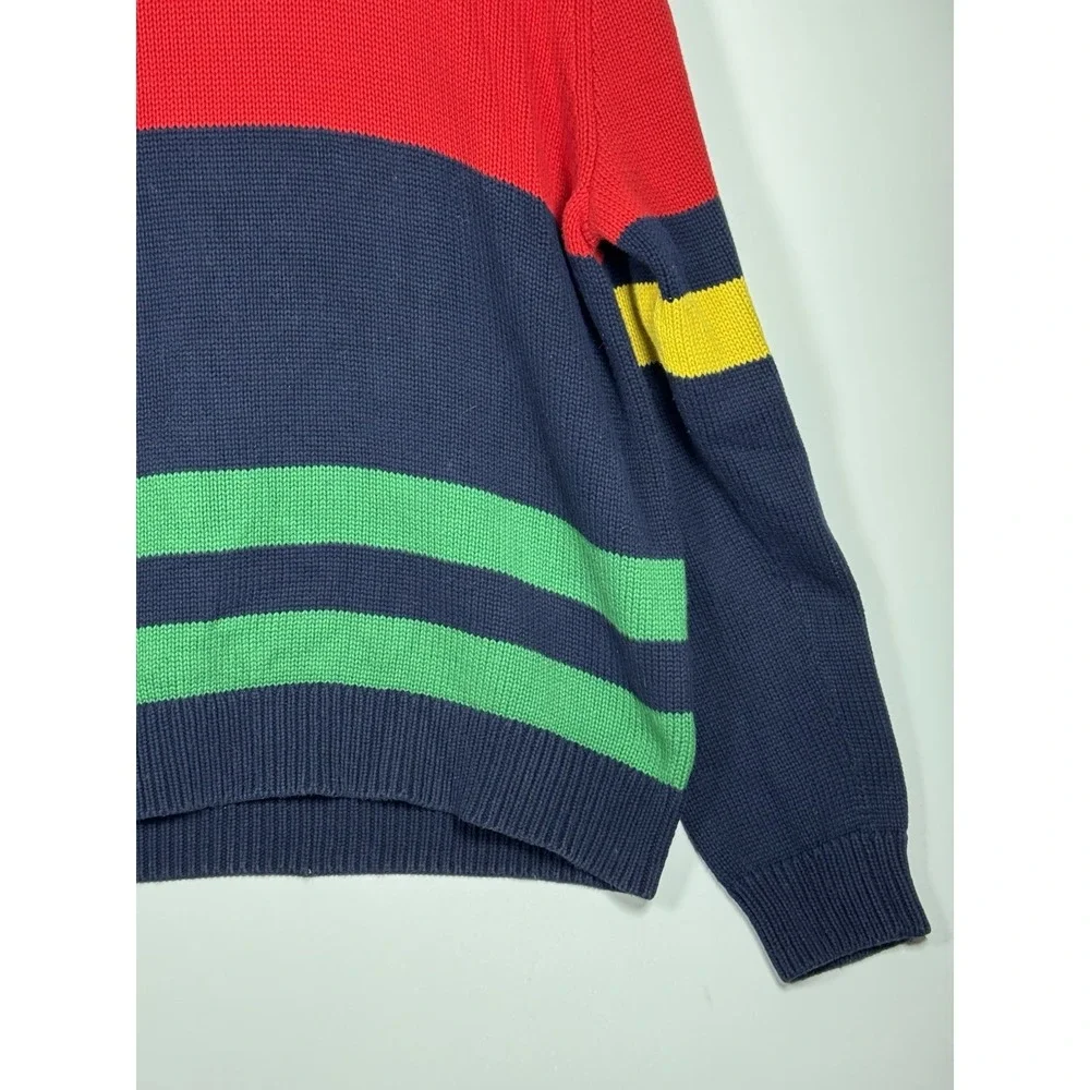 Polo Ralph Lauren 12.M Yacht Challenge Sweater Men XL Navy Red Stripe Shawl Neck