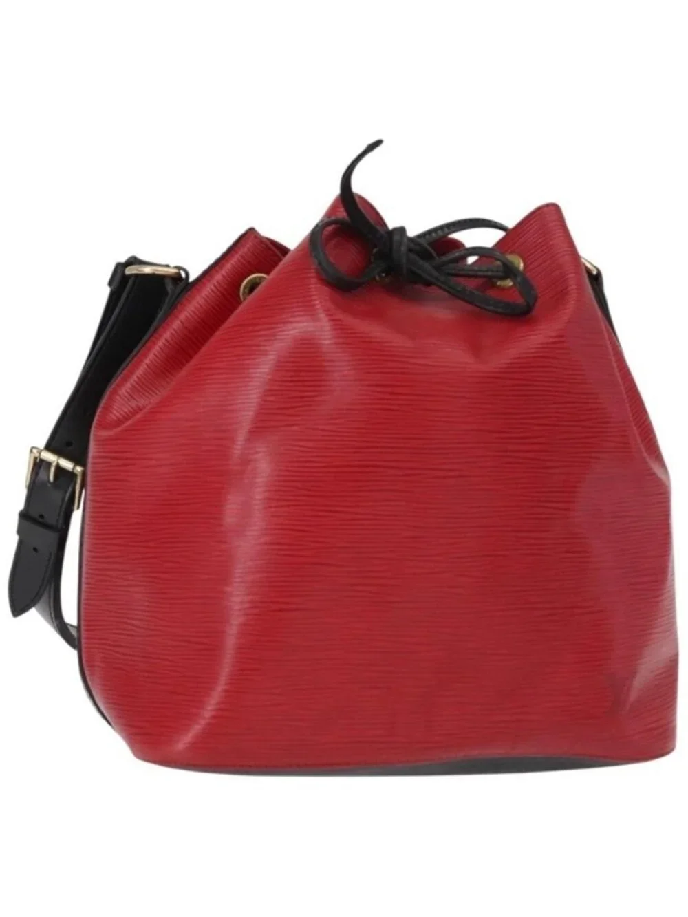 Authentic LOUIS VUITTON Epi Petit Noe Shoulder Bag Bicolor Black Red M44017 LV
