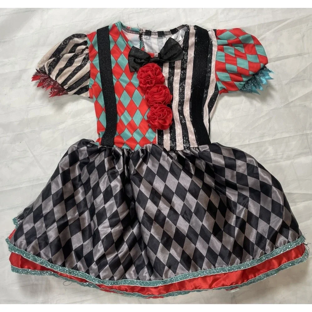 Spirit Halloween Carnival Cuties Toddler Costume 5T-6T Black/Red Queen Clown‎